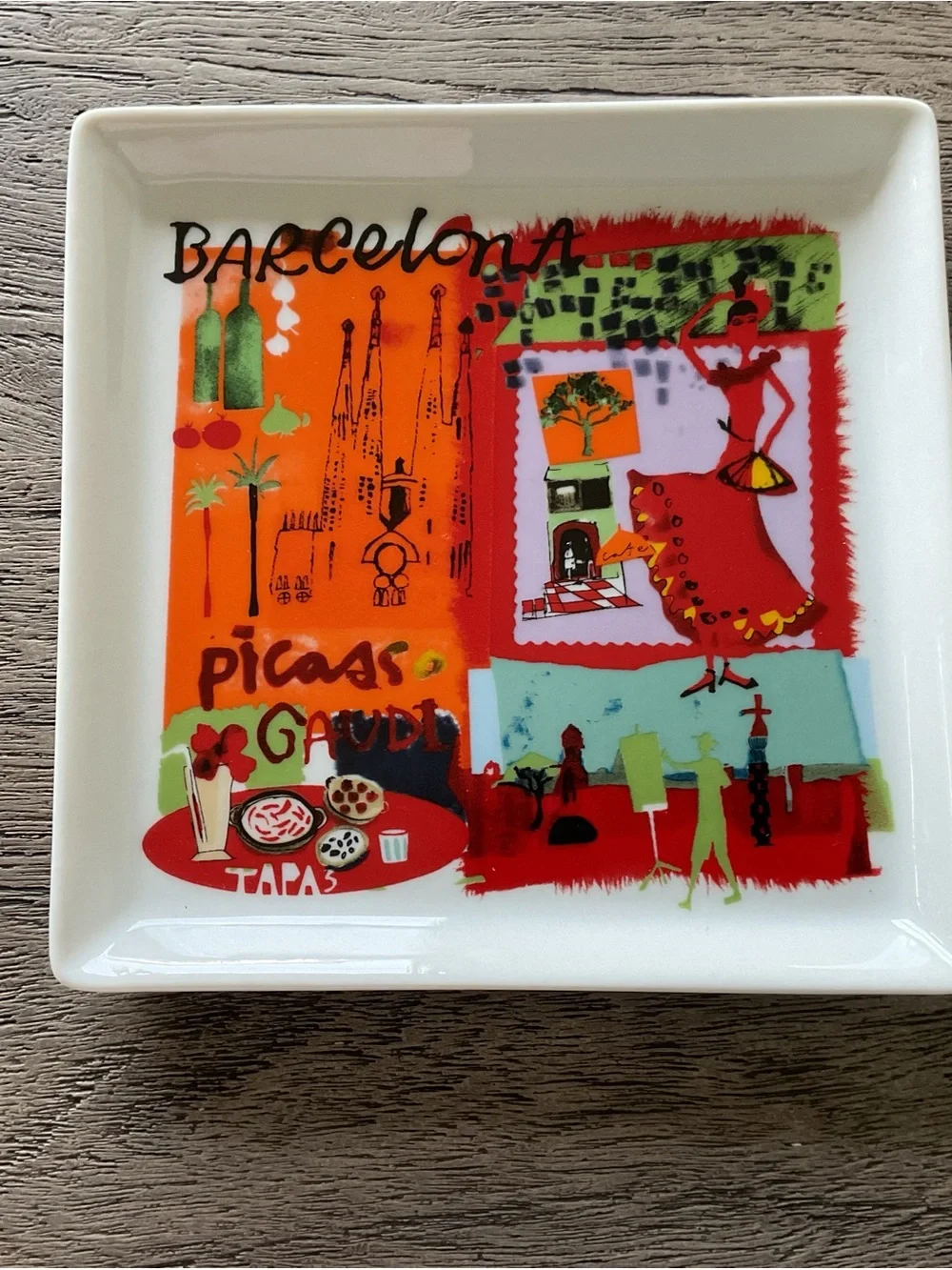 Crate & Barrel World City SceneTravel Collection BARCELONA Appetizer Plate